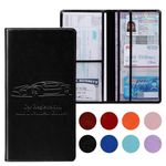 Peisicne Car Registration and Insurance Card Holder for Women Men, Black Glove Box Paperwork Organizer with Magnetic Buckle for Easy Access and Protect Documents and Various Cards in Vehicle