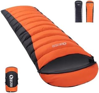 QEZER Down Sleeping Bag for Adults, 600 Fill Power for Cold Weather. Ultralight with Compression Sack, Ideal for Backpacking, Camping & Hiking
