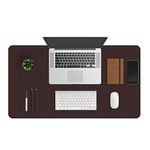 ZBRANDS // Leather Smooth Desk Mat Pad Blotter Protector, Extended Non-Slip Rectangular, Laptop Keyboard Mouse Pad (Brown, 36" x 20")