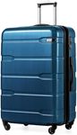 Coolife Luggage Expandable(only 28") Suitcase PC+ABS Spinner Built-In TSA lock 20in 24in 28in Carry on (Caribbean Blue., L(28in).)