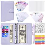 Budget Binder, A6 Budget Binder with Cash Envelopes & Expense Budget Sheets, Money Organizer with Cash Envelopes for Budgeting and Saving Money (Purple)