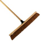 24-Inch Wide Coco Broom with Wooden Handle - Soft Bristle Indoor Sweeping Broom for Home, Kitchen, Hardwood Floors - Natural Coconut Fibre Bristles - Eco-Friendly Floor Brush