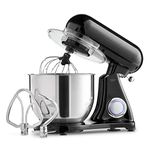 Kapplico Powerful 2200W Electric Food Stand Mixer with Large 7L Bowl, 3 Attachments included - Dough Hook, Whisk and Egg Beater, Splash Guard, 6 Speeds, Black