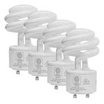 SLEEKLIGHTING - 13Watt GU24 Base 2 prong light bulbs- UL approved-120v 60Hz - Mini Twist Lock Spiral -Self Ballasted CFL Two Pin Fluorescent Bulbs- 4200K 900lm Cool White 4pack (60Watt Equivalent)