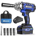 FADAKWALT 20V Cordless Impact Wrench, Impact Gun with 1/2" Square Driver, High Torque 300 Ft-Lbs(400N.m) Power Impact Wrench, Electric Impact Gun Kit with 3.0Ah Li-Ion Battery and Fast Charger