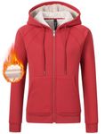 MoFiz Hoodies for Women Winter Fleece Sweatshirt - Full Zip Up Thick Sherpa Lined Red X-Large