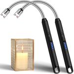 Electric Candle BBQ Lighter 2 Pack, Long Reach USB C Rechargeable Lighters for Candles Fireworks Incense, Electronic Arc Plasma Lighter Windproof Flameless, Gift for Women Mom