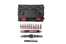 SILCA T-Ratchet + Ti-Torque Kit | 10 S2 High Vis Hex Bit Set, Torx, Phillips Bits | Waxed Canvas Carrying Case | T Tool Set | T Tool Ratchet Repair Set