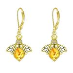 CRMAD Bee Amber Earring for Women Sterling Silver Bee Drop Earring Jewelry Birthday Gift Hypoallergenic(amber)