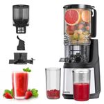 Canoly Cold Press Juicer, 15-Year Warranty, Extra Large Mouth for Whole Fruits, 350w Slow Juicer, Easy to Clean, Easy to Assemble, BPA-Free, Sleek and Metal Finish, High Juice Yield (Silver)