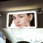 LED Car Vanity Mirror Car LED Sun Visor Vanity Mirror With 3 Light Modes Dimmable Touch Control Makeup Mirror USB Charging Car Cosmetic Mirror Portable Travel Car Interior Accessories