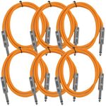 Seismic Audio SASTSX-3Orange-6PK 3-Feet TS 1/4-Inch Guitar, Instrument, or Patch Cable, Orange