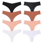 eboozone 8 Pack Women’s Thong Panties Seamless Thong Underwear Lace Silk Comfy G-String Panties Sexy Bikini Panties