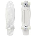 KMX Skateboard 27 Inch, Classic Mini Cruiser Skateboard for Beginners and Advanced Skaters, Nickel Board for Boys, Girls, Kids, Students, Adults, Teens Penny Board(27 All White)