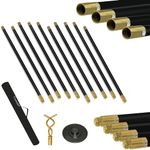 Crystals Drain Rods Set, Drainage Rods for Outside Drain Flexible, 12 Pcs / 9.2M Drain Unblocker with Heavy Duty Rubber Plunger & Double Worm Screw, Drainage Rods for Drain Cleaning with Carry Bag