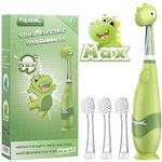 Papablic Toddler Sonic Electric Toothbrush for Ages 1-3 Years, Baby Electric Toothbrush with Cute Dino Cover and Smart LED Timer, 4 Brush Heads (Max)