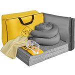 VEVOR Universal Spill Kit, Spill Control Supplies 43 pcs, includes 30 Universal Sorbent Pads, 2 Universal Sorbent Socks 3" x4', 2 Disposal Pillows, Rubber Gloves, and Bag