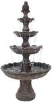 Sunnydaze Grand Courtyard 80-Inch 4-Tiered Outdoor Water Fountain - Electric Submersible Pump - Dark Chestnut