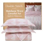 Double Stitch by Bedsure Queen Quilt Bedding Set, Premium BCI-Certifed Cotton Gauze Matelasse Coverlet, Soft Breathable Quilt Set, Queen Bedspread with Unique Design, 1 Quilt, 2 Shams, Oat