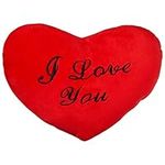 THE TWIDDLERS - Valentines Day Red Heart Shaped Pillow with 'I Love you' Message, Birthday for Him & Her, Decorative Cushion - 34x28 cm