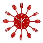 Timelike 3D Removable Modern Creative Cutlery Kitchen Spoon Fork Wall Clock Mirror Wall Decal Wall Sticker Room Home Decoration