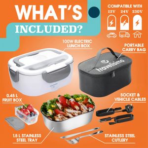 TRAVELISIMO Heated Lunch Box 1.5L – Portable Electric Food Warmer