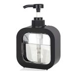 BATH GURU Clear Plastic Countertop/Table Top Liquid Soap Dispenser for Bathroom/Kitchen, Pack of 1, 500 Ml, Black