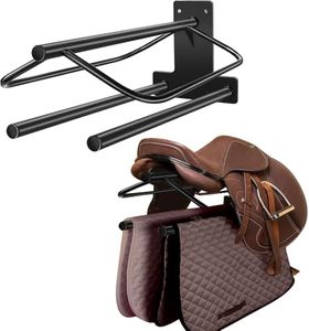 HDYEGIOU 2 Pack Saddle Rack,Wall Mounted Saddle Rack Stand with Pad Bar,Heavy Duty Saddle Stand for English Western Saddles Horses Blanket