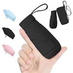 Mini Travel Compact Umbrella for Rain and Sun, UPF50+ UV Protection Small Portable Umbrella, 6-Rib Windproof Lightweight Parasol for Purse Bag, Women Men Kids, Black