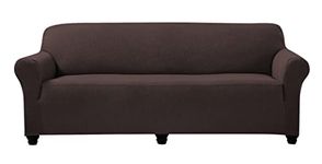 Home Beyond & HB design - Stretch Sofa Covers Slipcovers 3 Seater - Spandex Jacquard Fabric Couch Sofa Cover with Elastic Bottom - Furniture Protectors - (Sofa 72-92 Inches Wide, Stripe Brown)