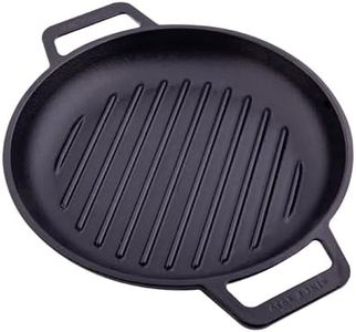 Victoria Cast Iron Round Grill Pan with Double Loop Handles, Made in Colombia, 10 Inches