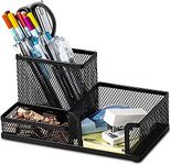 QXORE Small Glass Desktop Whiteboard Dry-Erase-Board - Computer Keyboard Stand White Board Surface Pad with Drawer, Desk Organizers with Accessories for Office, Home, School Supplies (Metallic)