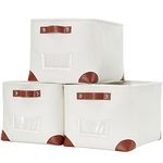 DECOMOMO Storage Bins | Fabric Storage Basket for Shelves with Label for Organizing Closet Shelf Nursery Toy | Decorative Large Linen Closet Organizers with Handles Cubes (White W/Label holder, 3P)