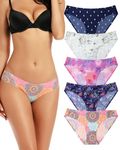 VOENXE Women Bikini Underwear,Seamless Breathable Ladies Panties,No Show Comfortable Invisible Knickers,Multipack No VPL Stretch Briefs Undies for Women 5-Pack