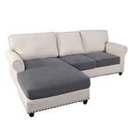 cjc Couch Covers 3 Piece Covers for Sectional Sofa L Shape Stretch Thicker Jacquard Separate Cushion Couch Chaise Cover for Living Room Sofa Slipcovers L Shape Furniture Cover (Grey, 3-Seater)