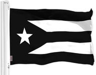 G128 Puerto Rico Black and White Puerto Rican PR Flag | 3x5 Ft | LiteWeave Pro Series Printed 150D Polyester | Indoor/Outdoor, Vibrant Colors, Brass Grommets