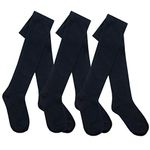 3 Pair Packs Tights Boys and Girls Back to Schools Pairs Warm Cotton Rich Plain Soft Children 2-13 Year MULTIPACK (Plain Navy - 5-6 Years)