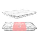 12 Plastic Serving Trays – Serving Platters | 9"X13" | Rectangular Disposable Party Platters and Trays | Clear Disposable Serving Trays for Parties | Party Serving Trays and Platters