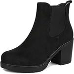 DREAM PAIRS Women's FRE High Heel Chelsea Style Ankle Bootie,FRE,Black,Size 7.5