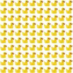 Kettion 100pcs Mini Resin Ducks Decorations for Crafts, Tiny Ducks to Hide, Yellow Miniature Ducks Figures for Aquarium Garden Landscape Ornament Potted Decorations Flower DIY Family School