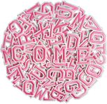 104pcs Pink Iron on Letters Patches, Embroidery Fabric Letters Applique Patch for Clothing, Jackets, Jeans, Hats, Backpacks, Socks