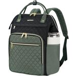 EMPSIGN 17 Inch Laptop Backpack for Women, Work Business Travel Computer College Bags, Large Capacity Water-repellent Quilted Casual Daypack, Black-Army Green