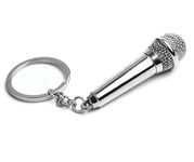 Microphone PREMIUM Stainless Steel Keychain Gift, Silver, For Music Lover, Singer, Birthday, Wedding, Anniversary or Other Celebrations