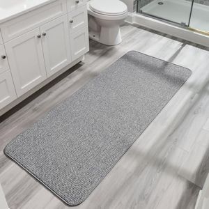 Bosap Bath Mat,Ultra Thin Bathroom Runner Rugs,Large Bath Mats for Bathroom,Quick Dry,Non-Slip,Machine Washable,Low Pile,Bath Rug,Shower Outside,Sink,Home Decor Accessories.Grey,3'x6'(36x72inch)