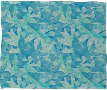 Deny Designs Aimee St Hill Aqua Leaves Fleece Throw Blanket,