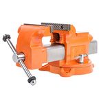 Forward Bench Vise 5 Inch Ductile Iron Bench Vice with 360 Degree Swivel Base and Channel Steel Guide Bar 30505 (5")