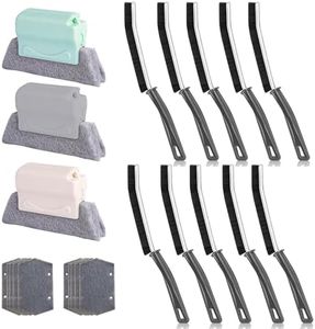 10 Pcs Crevice Cleaning Long Brush, Hard Bristle Crevice Cleaning Brush, Gap Cleaning Brush，3 Pcs Window Groove Cleaning Brush, Window Cleaner Tool, Magic Window Cleaning Brush，10 Spare Sponge Brushes