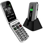 artfone F30 4G Cell Phone for Elderly, 4G Elderly Large Button Flip Phone with SOS, Side Keys, Charging Dock, 1200 mAh Battery, Time Report Function (Silver Gray)