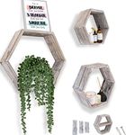 Comfify Rustic Wall Mounted Hexagonal Floating Shelves – Set of 3 Honeycomb Shelves – Screws and Anchors Included - Farmhouse Decor – Honeycomb Wall Décor - Rustic White