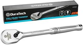 DURATECH 3/8" Drive Ratchet, Dirt Resistance 90-Tooth Ratchet Wrench, Chrome Alloy Made, Fully Polished